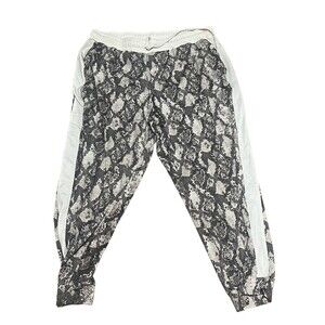 New York & Company Jogger Pants Womens Size L Black White Print Athleisure